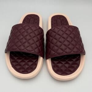 APL Nappa Leather Quilted Lusso Slides Burgundy Cream Men's Size 8
